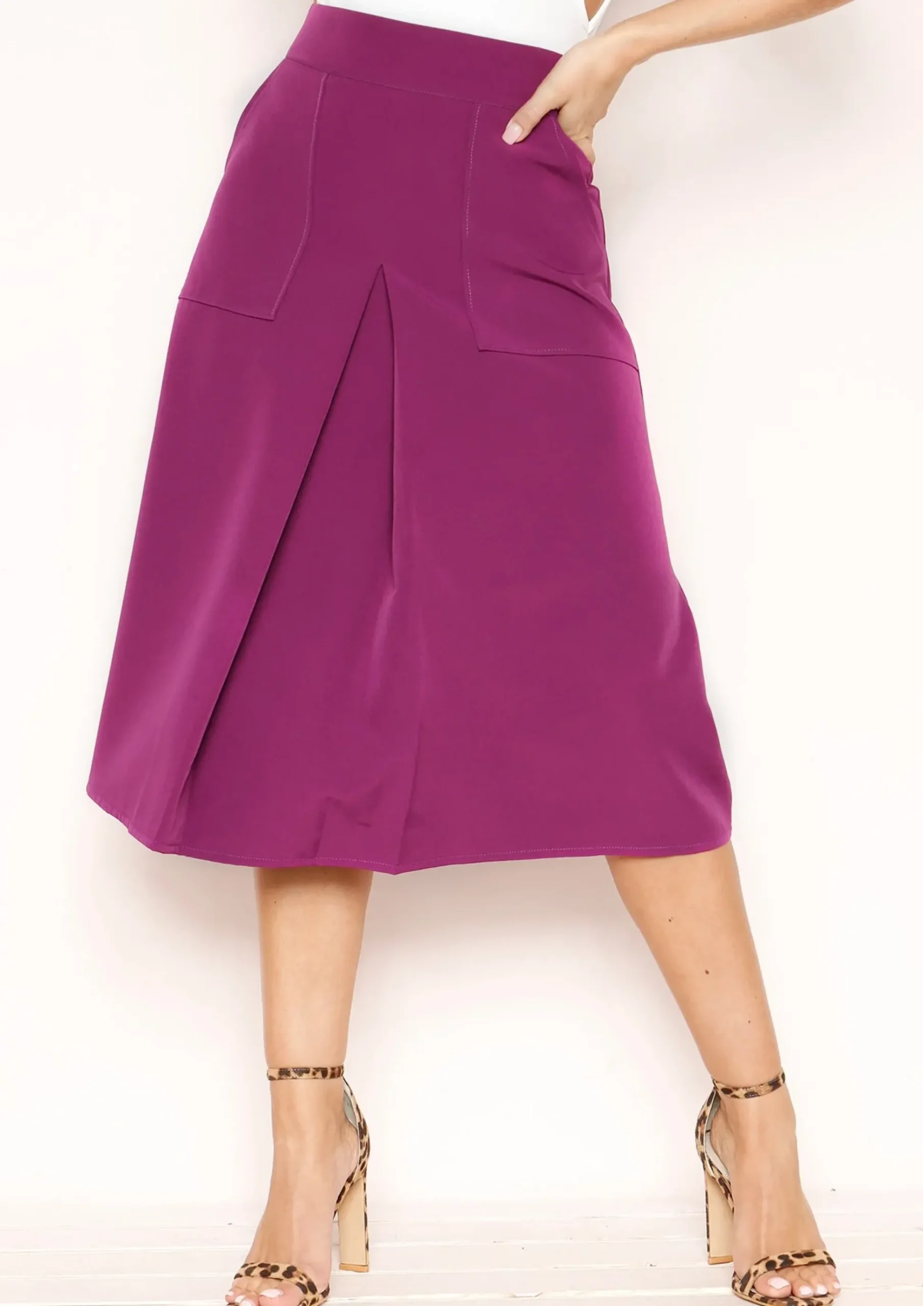 Claire Purple Midi Skirt^Missy Empire Online