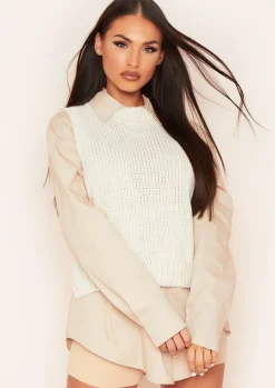 Claire Stone Thick Knitted Vest Top^Missy Empire Sale