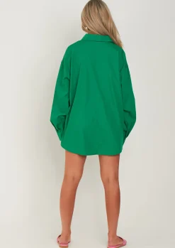 Clara Green Thick Cotton Oversized Shirt^Missy Empire Discount