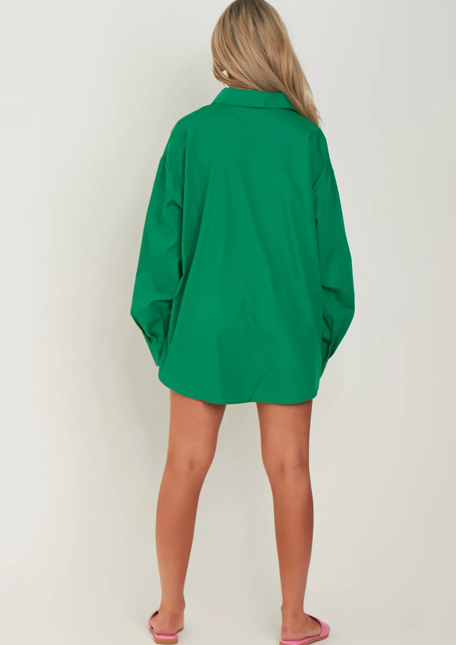 Clara Green Thick Cotton Oversized Shirt^Missy Empire Discount