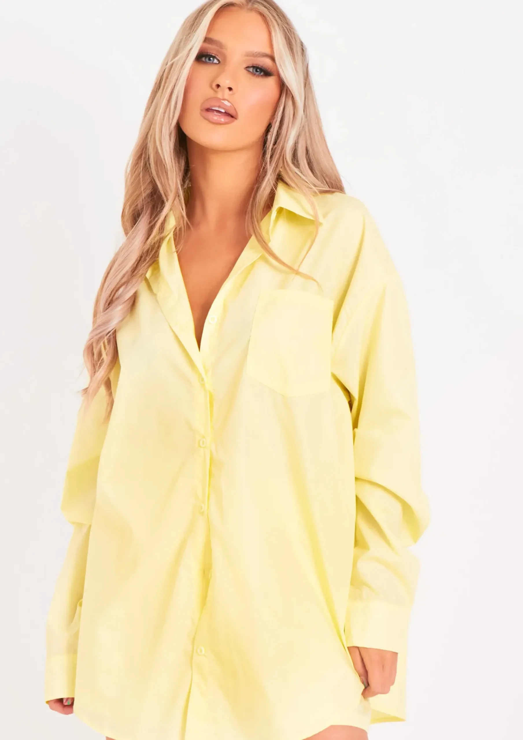 Clara Lemon Thick Cotton Oversized Shirt^Missy Empire Shop