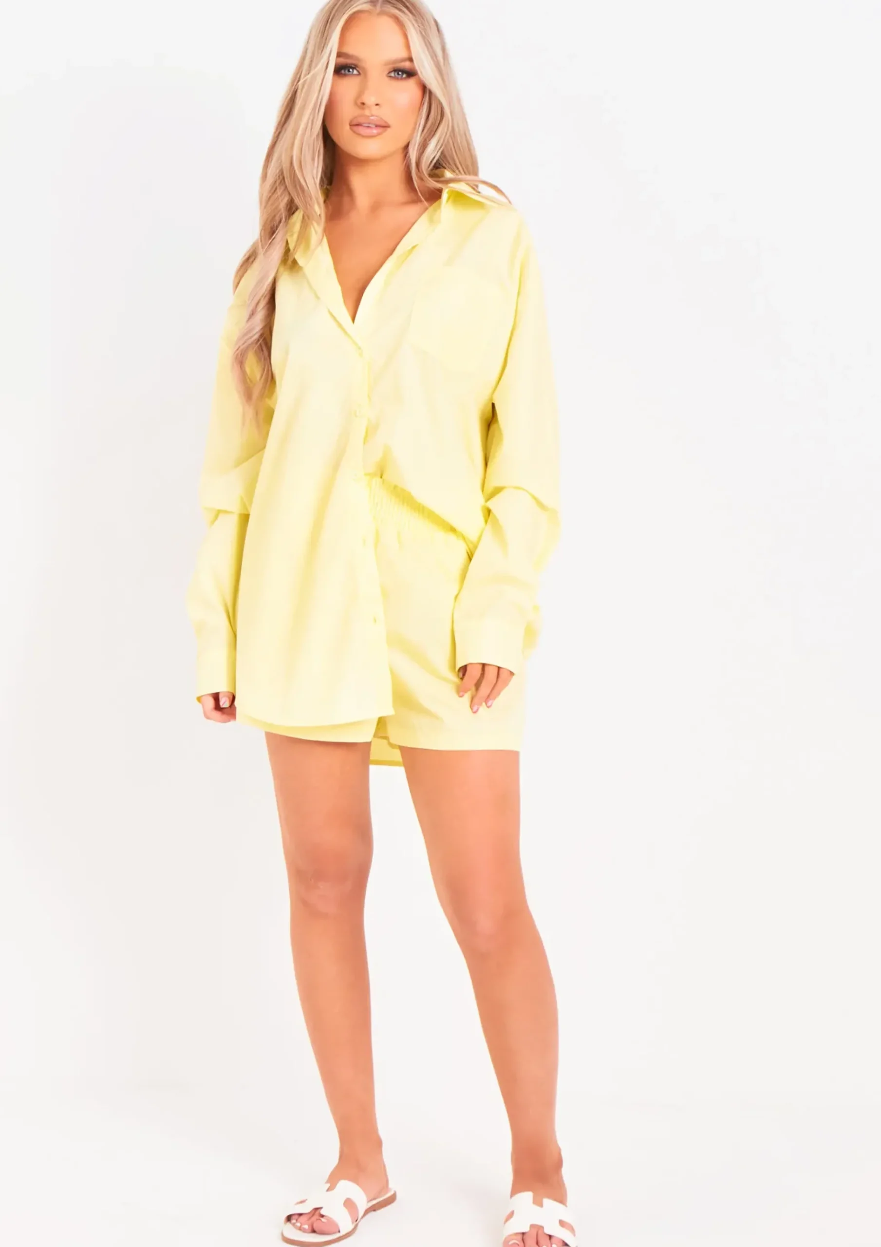 Clara Lemon Thick Cotton Oversized Shirt^Missy Empire Shop