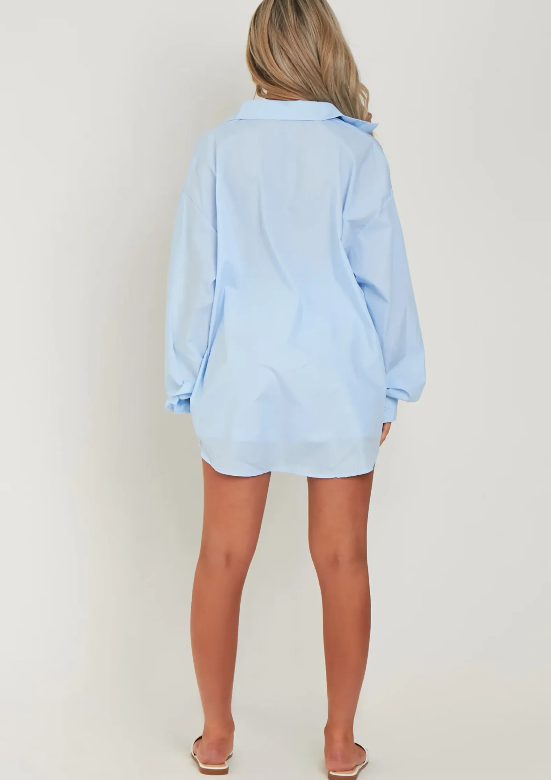 Clara Pastel Blue Thick Cotton Oversized Shirt^Missy Empire Flash Sale