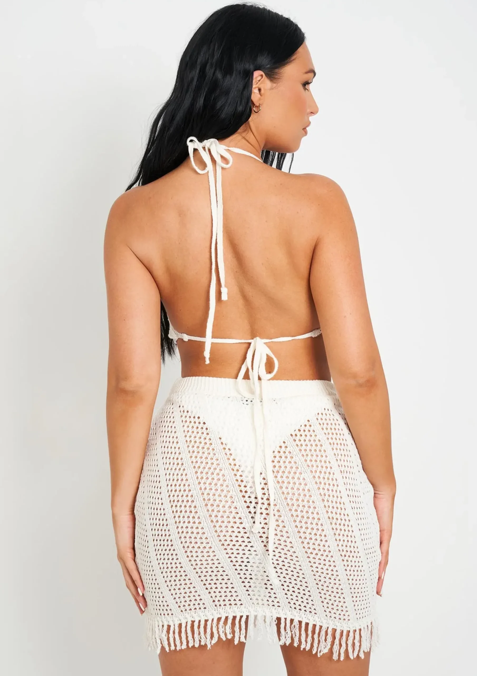 Clara White Knitted Crochet Bralet^Missy Empire Fashion