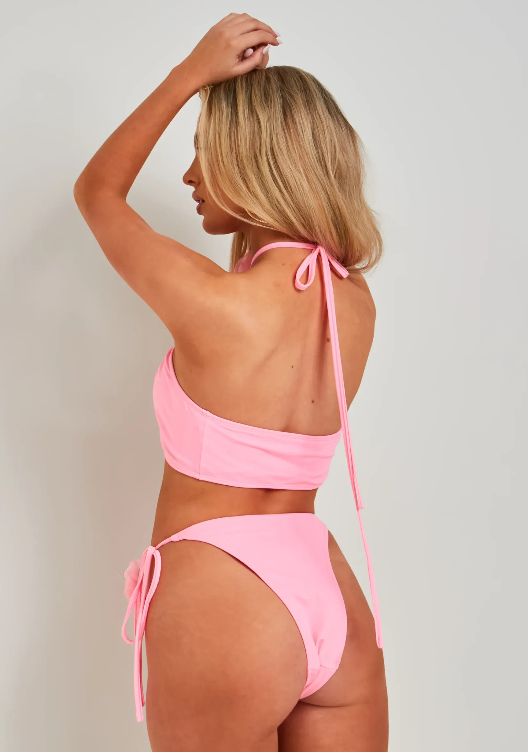 Connie Pink Flower Corsage Halter Neck Bikini Top^Missy Empire Shop