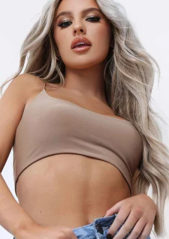 Corazon Camel Basic Round Scoop Neck Strappy Bralet^Missy Empire Shop