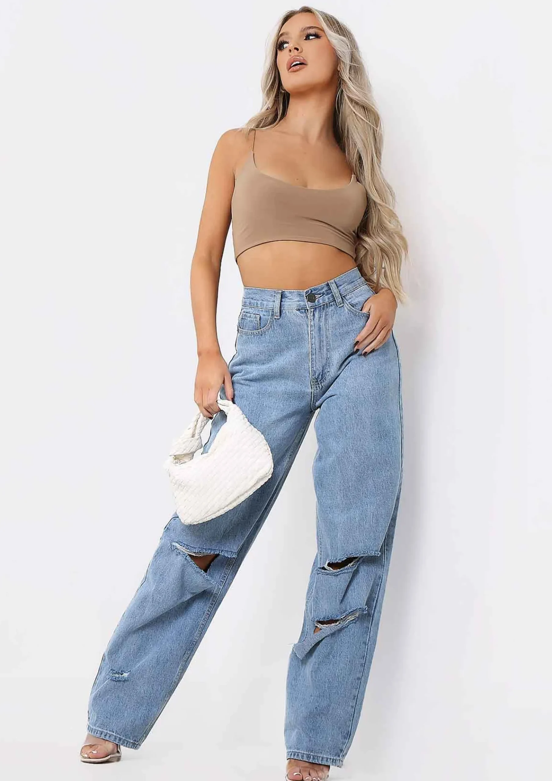 Corazon Camel Basic Round Scoop Neck Strappy Bralet^Missy Empire Shop