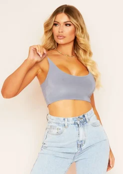 Corazon Grey Basic Round Scoop Neck Strappy Bralet^Missy Empire Hot