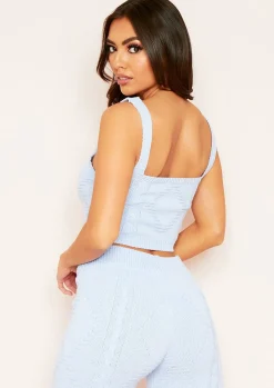 Cruz Pastel Blue Cable Knitted Ribbed Crop Top^Missy Empire Best