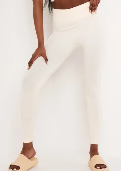Best Sale Cyndi Cream Seamless Ribbed High Waisted Leggings Women Seamless & Shapewear