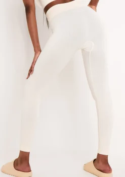 Best Sale Cyndi Cream Seamless Ribbed High Waisted Leggings Women Seamless & Shapewear