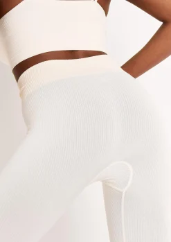 Best Sale Cyndi Cream Seamless Ribbed High Waisted Leggings Women Seamless & Shapewear
