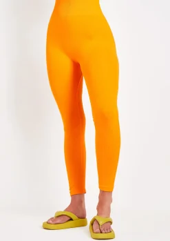 Hot Cyndi Orange Seamless Ribbed High Waisted Leggings Women Seamless & Shapewear