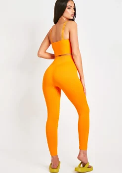 Hot Cyndi Orange Seamless Ribbed High Waisted Leggings Women Seamless & Shapewear