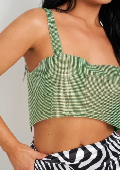 Cynthia Green Chainmail Strappy Crop Top^Missy Empire Discount