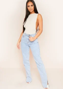 Damita Stone Ribbed Extreme Cut Out Bodysuit^Missy Empire Online