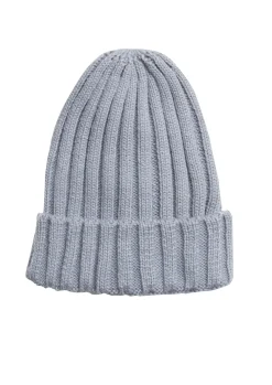 Best Sale Danni Grey Plain Ribbed Beanie Women Hats