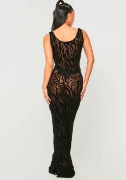 Cheap Davina Black Devore Maxi Dress Women Dresses