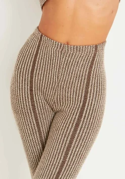 New Demi Brown Contrast Knit Trousers Women Trousers
