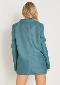 Demi Teal Cargo Pocket Blazer^Missy Empire Hot
