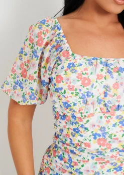 Best Sale Demi White Floral Printed Mini Dress Women Dresses
