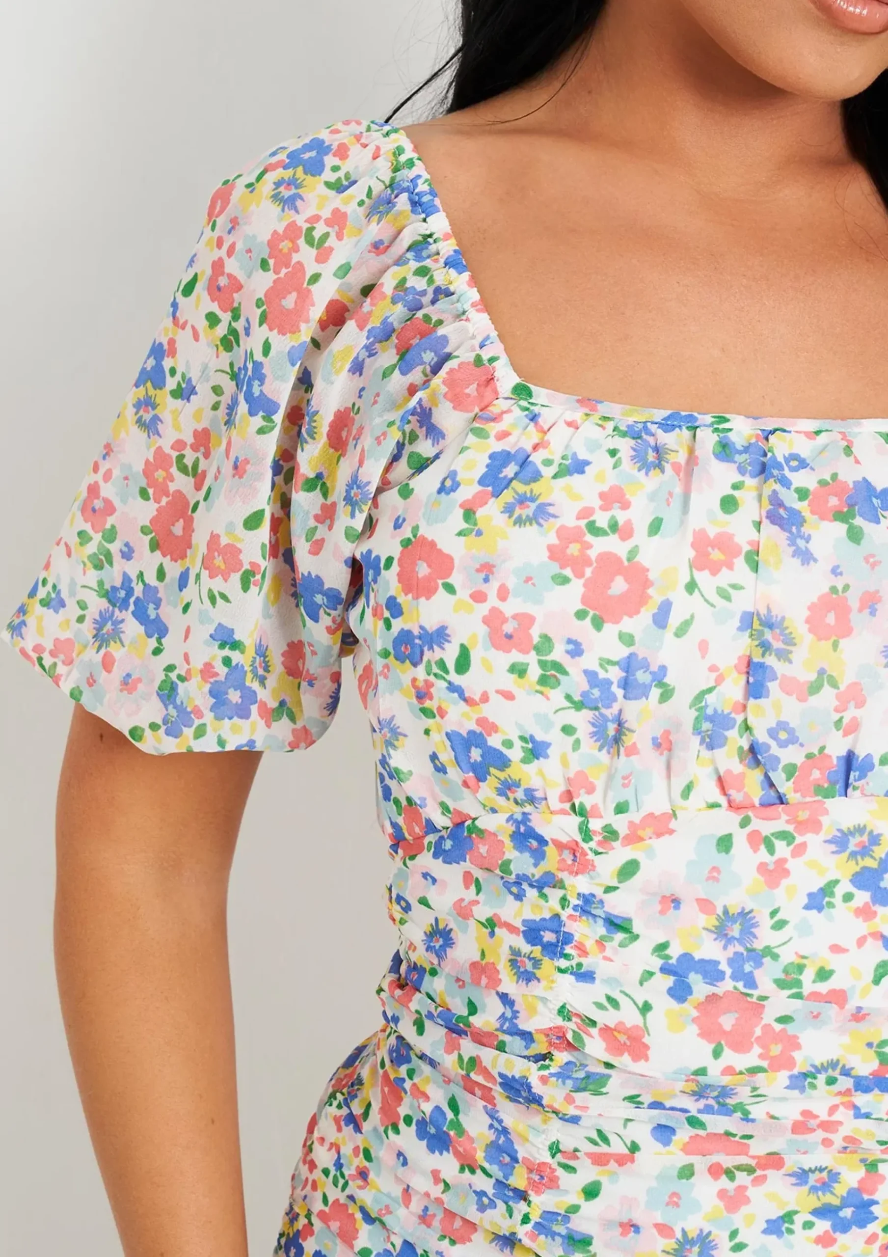 Best Sale Demi White Floral Printed Mini Dress Women Dresses