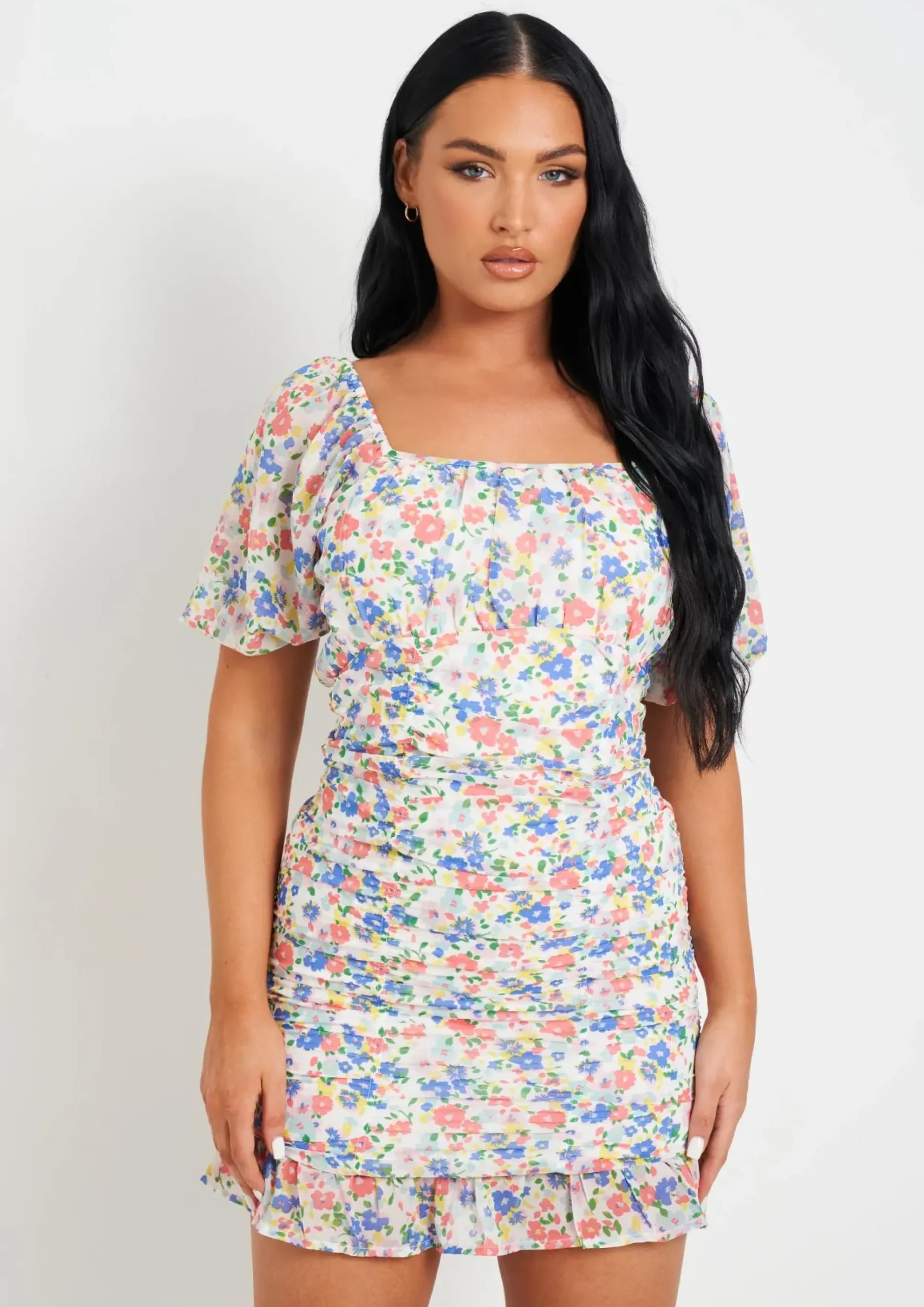 Best Sale Demi White Floral Printed Mini Dress Women Dresses
