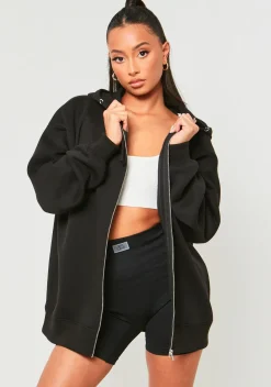 Devika Black Star Print Hoodie^Missy Empire Cheap