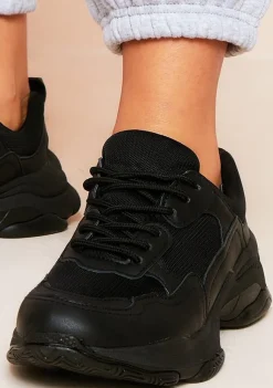 Outlet Durru Black Chunky Trainers Women Trainers