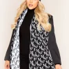 Hot Eleanor Black Print Oversized Long Knitted Scarf Women Scarves