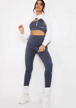 Eleanor Navy Missy Sport Strappy Crop Gym Top^Missy Empire Sale