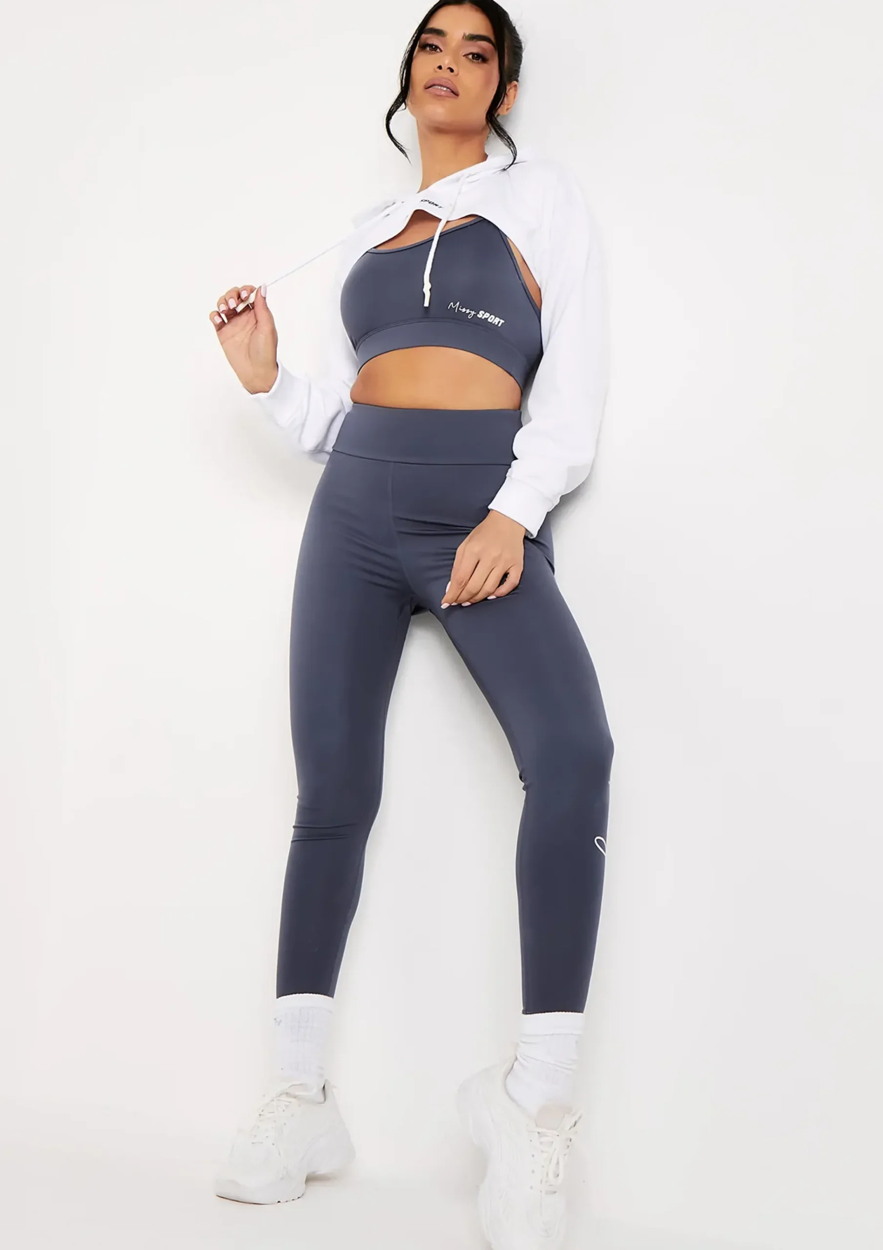 Eleanor Navy Missy Sport Strappy Crop Gym Top^Missy Empire Sale