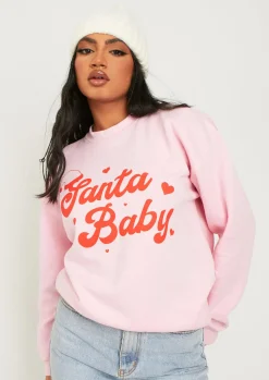Elena Pink Santa Baby Oversized Sweatshirt^Missy Empire Hot