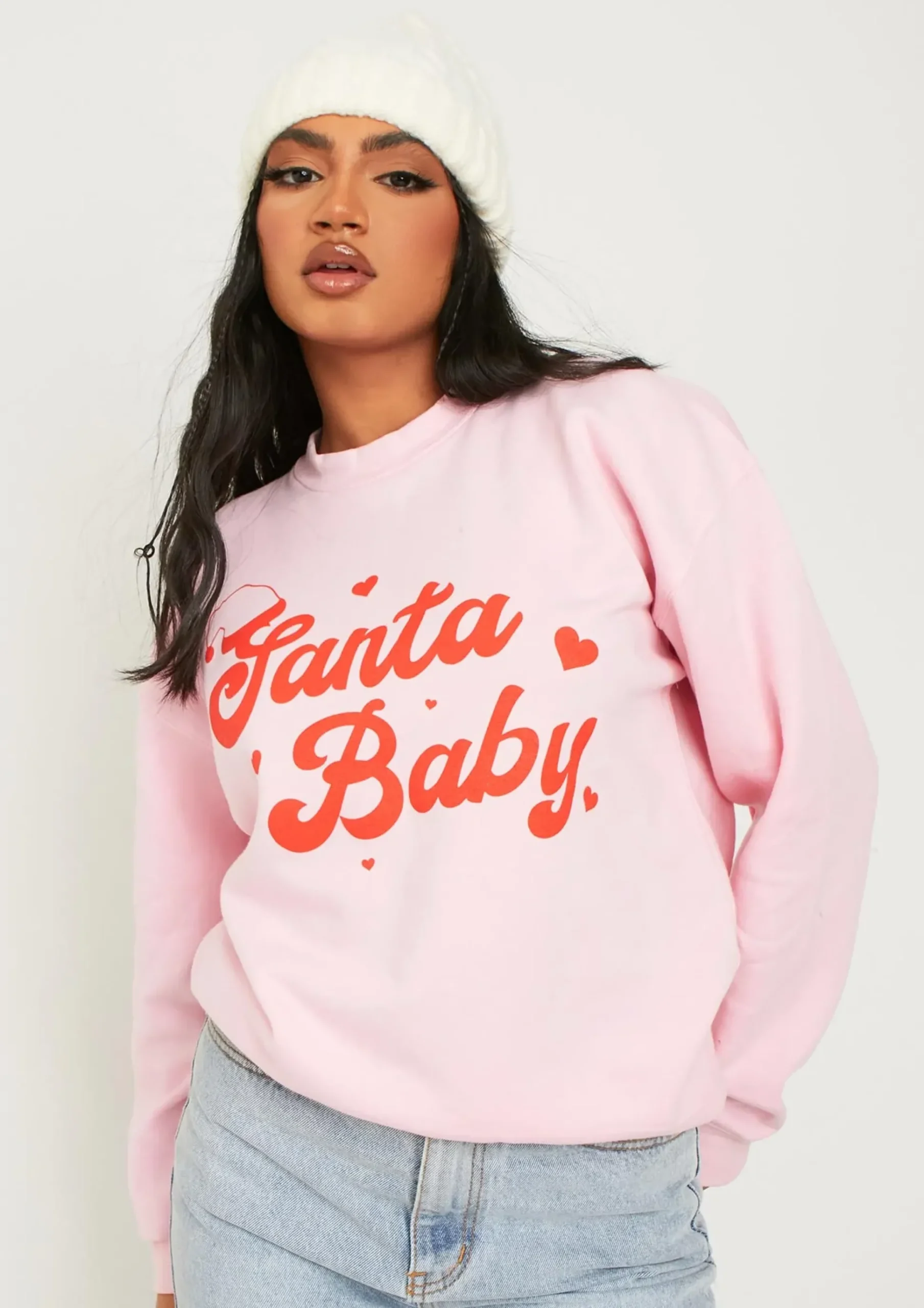 Elena Pink Santa Baby Oversized Sweatshirt^Missy Empire Hot