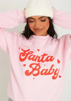 Elena Pink Santa Baby Oversized Sweatshirt^Missy Empire Hot