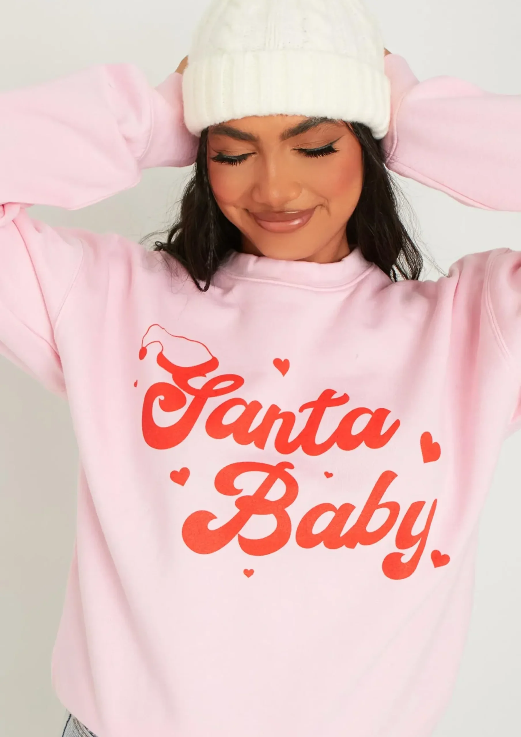 Elena Pink Santa Baby Oversized Sweatshirt^Missy Empire Hot