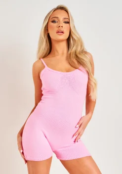 Store Eliana Pink Thick Knitted Unitard Women Loungewear