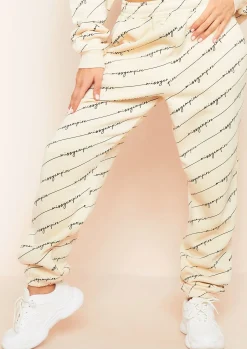 Cheap Eliora Cream Repetitive Slogan Joggers Women Loungewear