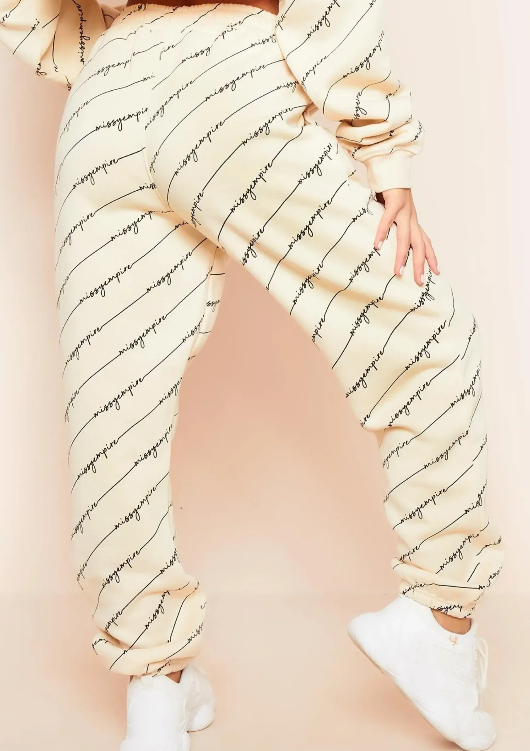 Cheap Eliora Cream Repetitive Slogan Joggers Women Loungewear