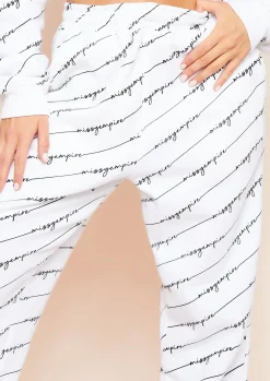 New Eliora White Repetitive Slogan Joggers Women Loungewear