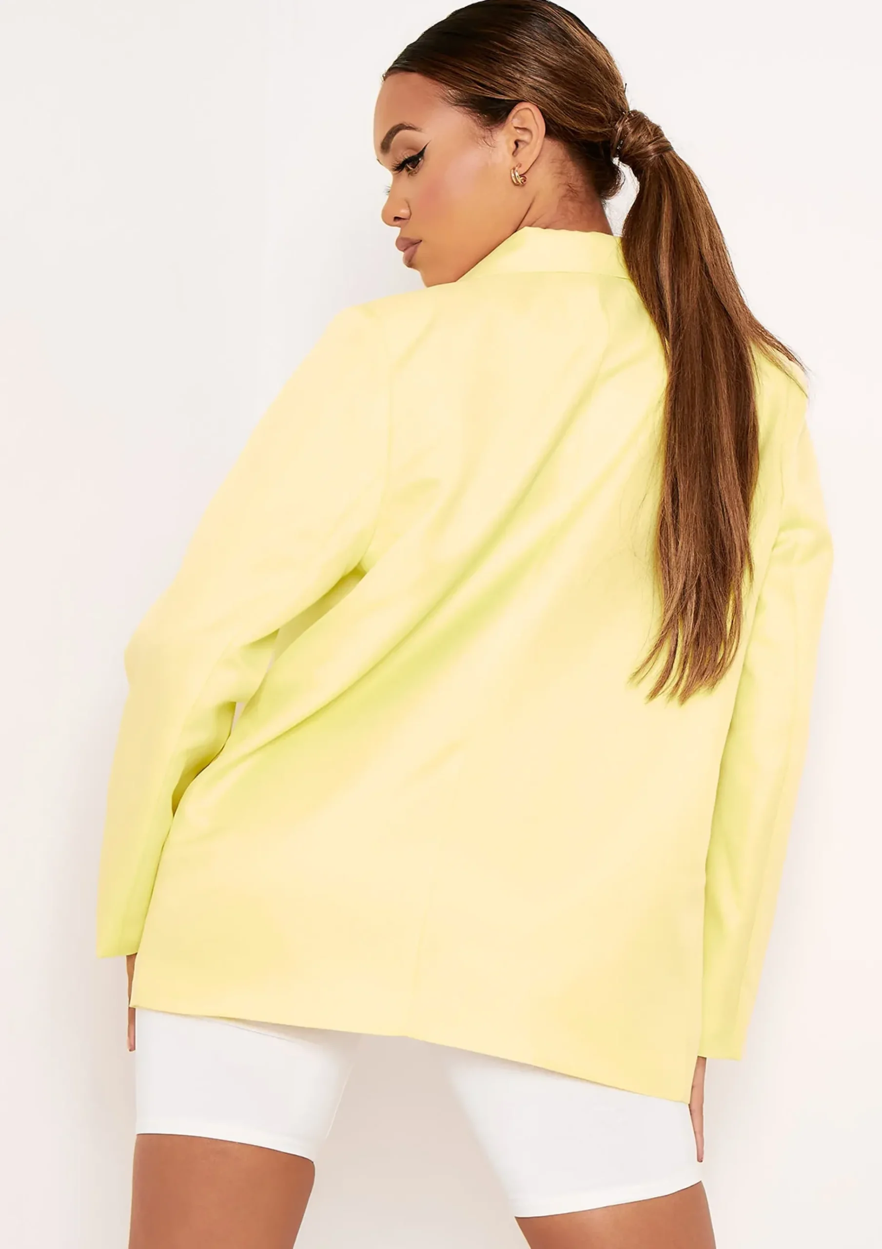 Elise Lemon Yellow Tailored Oversized Blazer^Missy Empire Discount