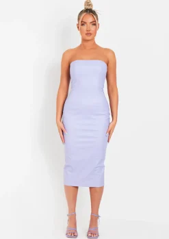 Best Sale Elle Lilac Pu Bandeau Midi Dress Women Dresses