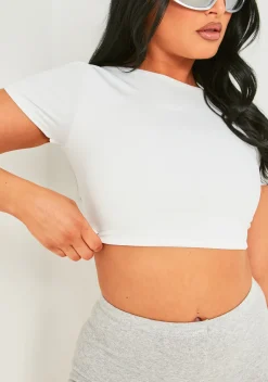 Elle White Premium Sculpt Backless Crop Top^Missy Empire Flash Sale