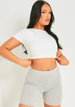 Elle White Premium Sculpt Backless Crop Top^Missy Empire Flash Sale