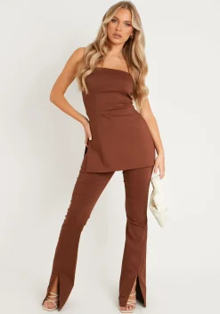 Discount Ellie Chocolate Bengaline Fit & Flare Trousers Women Trousers