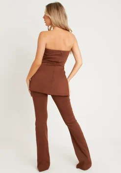 Discount Ellie Chocolate Bengaline Fit & Flare Trousers Women Trousers