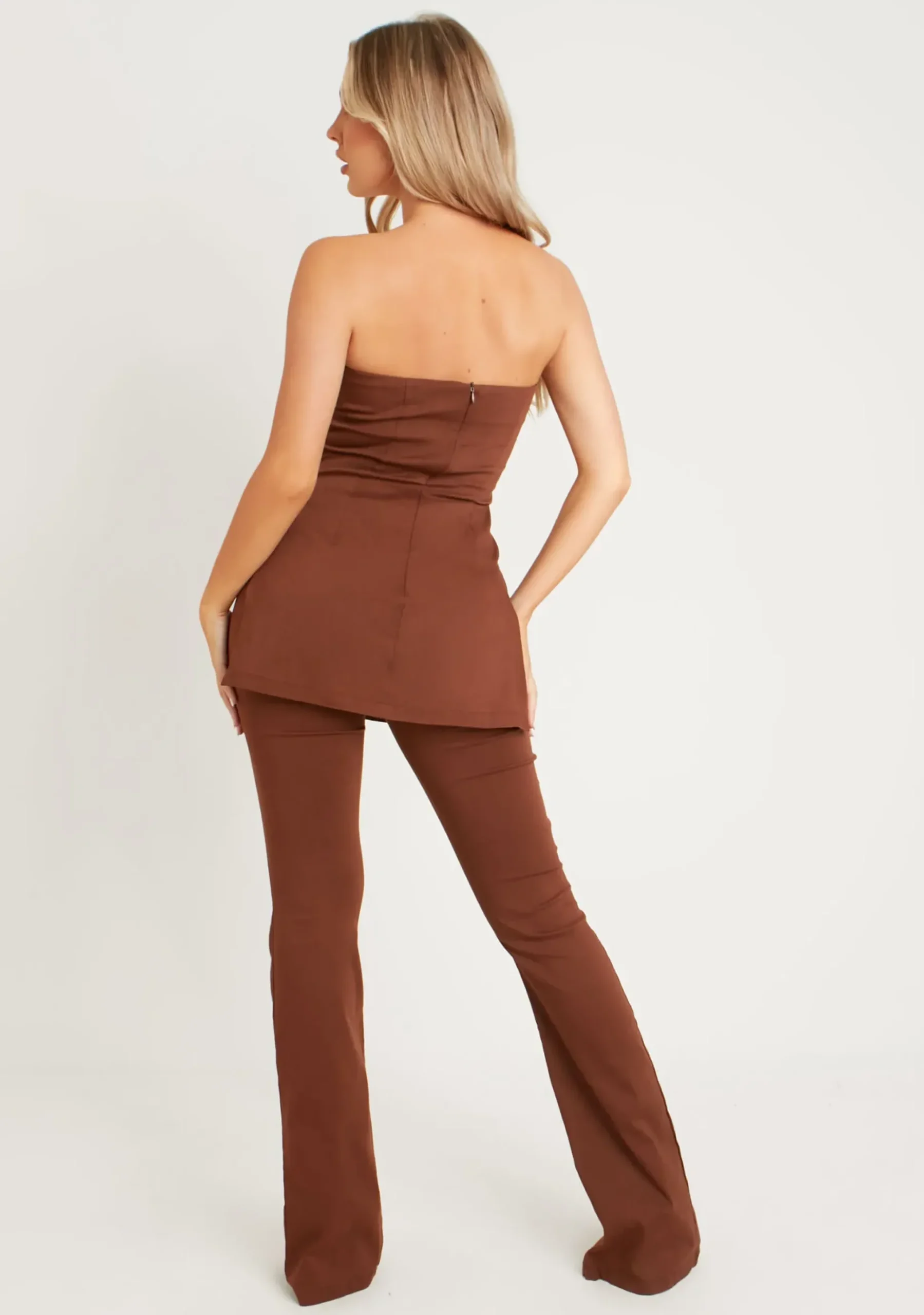 Discount Ellie Chocolate Bengaline Fit & Flare Trousers Women Trousers
