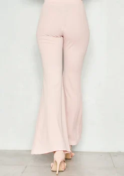 Cheap Ellie Pink High Waist Flare Trousers Women Trousers
