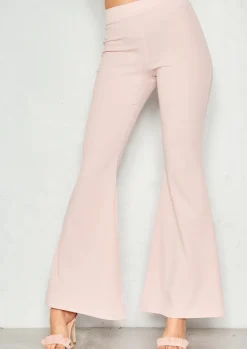 Cheap Ellie Pink High Waist Flare Trousers Women Trousers