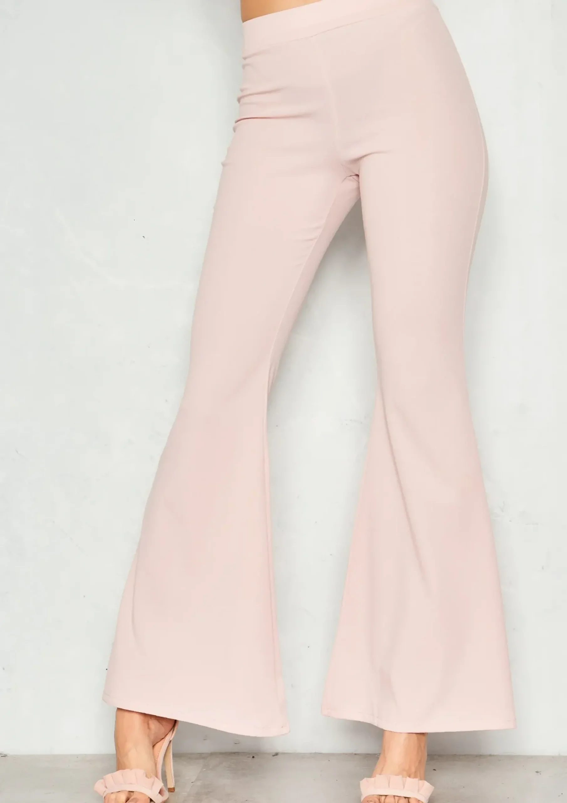 Cheap Ellie Pink High Waist Flare Trousers Women Trousers